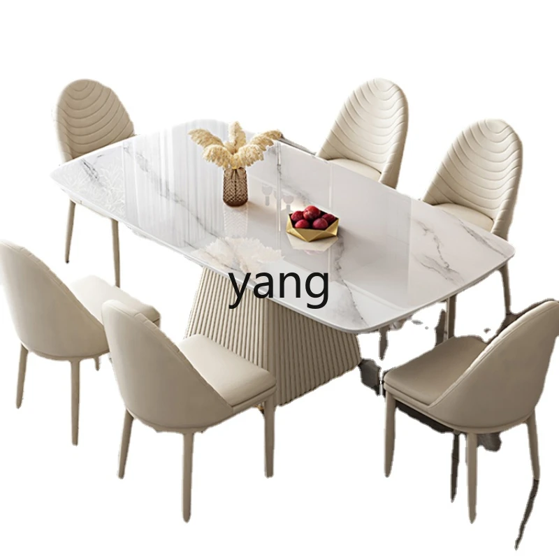 

CX Light Luxury Stone Plate Cream Style Dining Tables and Chairs Set Household White Small Apartment Living Room