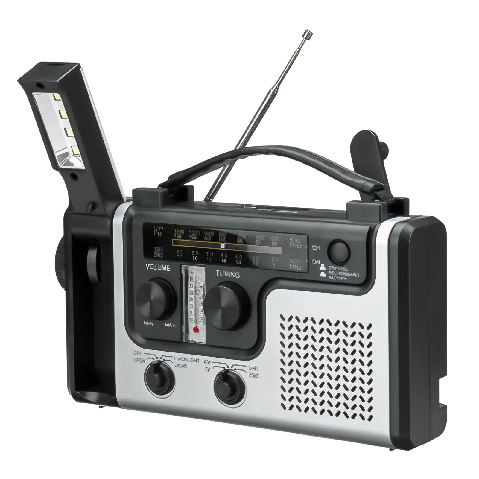 Portable Emergency Solar Power Radio Hand Crank Charging Radio AM FM SW1 SW2 Multi-band Radio with Flashlight Phone Power Bank