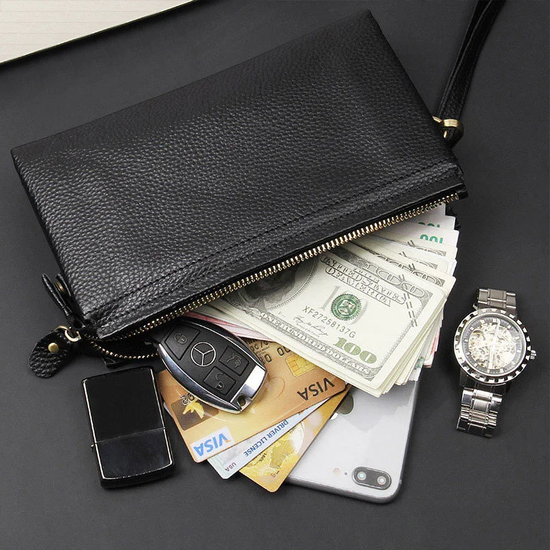 Newsbirds Casual Fashion Men's Clutch Bag Big Hand Wallet Of Man Male Business Purse Wallet Long Style Leather Wallets