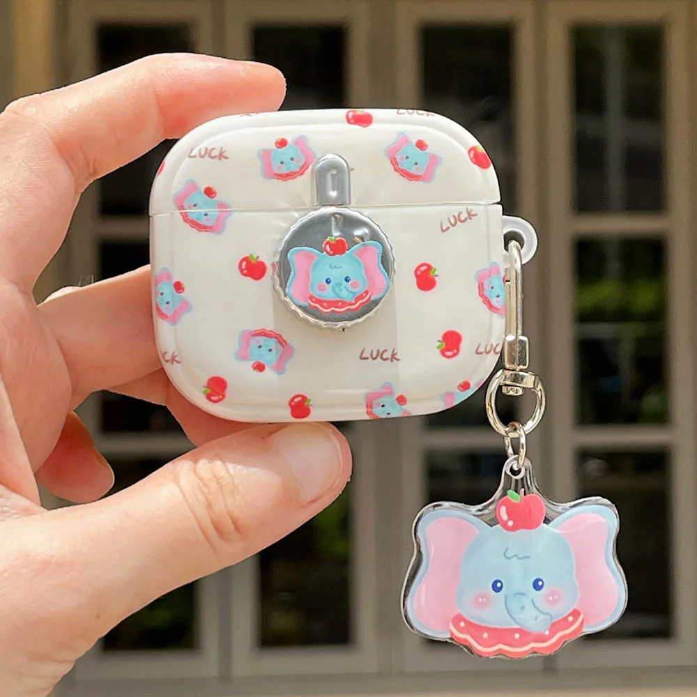 Simpatico elefante musica pendente rimbalzo magnetico interruttore aperto custodia per auricolari per Apple AirPods 1 2 3 Pro Air Pods Pro 2nd Luck Cover