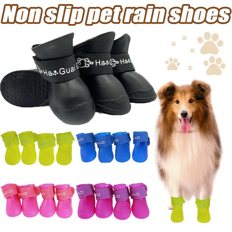 

4Pcs Pet Dog Silicone Rain Boots Anti Dirt Anti Slip Waterproof Pet Dog Shoes Outdoor Pet Protection Rain Boot Pet Accessory