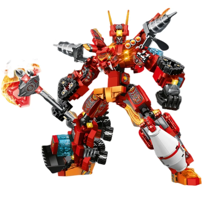 New Semper Building Blocks 4 in 1 Steel Mecha Flame Tiger General Dian Wei Puzzle Assembly Children's Toys Boy Holiday Gift