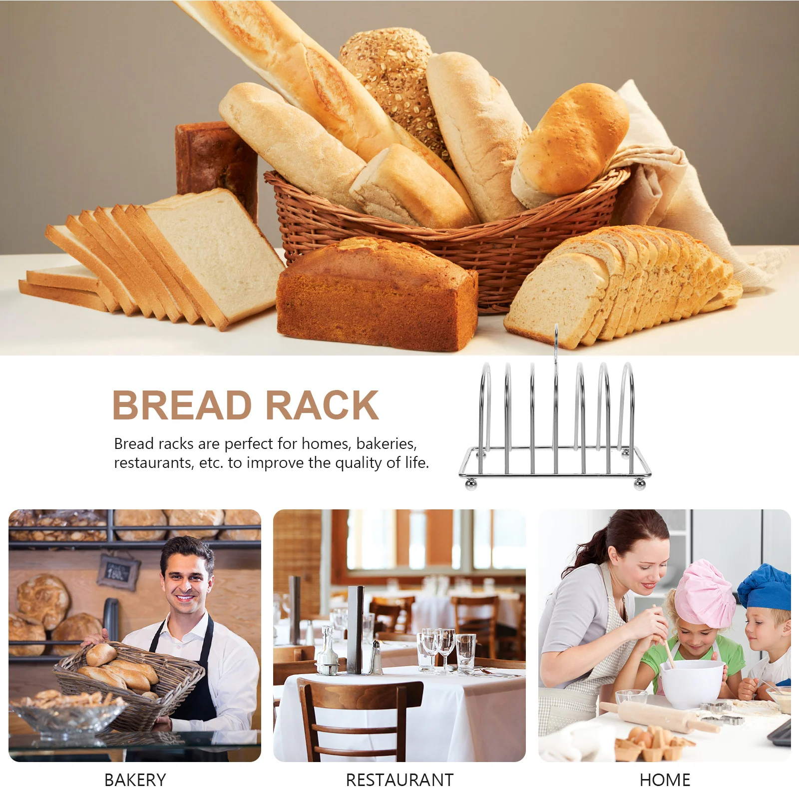 

Stylish Bread Rack Metal Cool Toast Holder Exquisite Finish Non Scratch Surface Countertop Kitchen Accessory Daily Use Slice