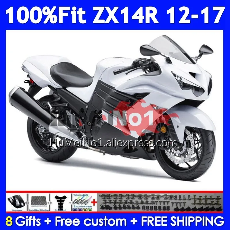 Body For KAWASAKI NINJA White black ZX 14R ZX14R 2012 2013 2014 2015 2016 2017 229No.40 ZX14 R ZX-14R 12 13 14 15 16 17 Fairing