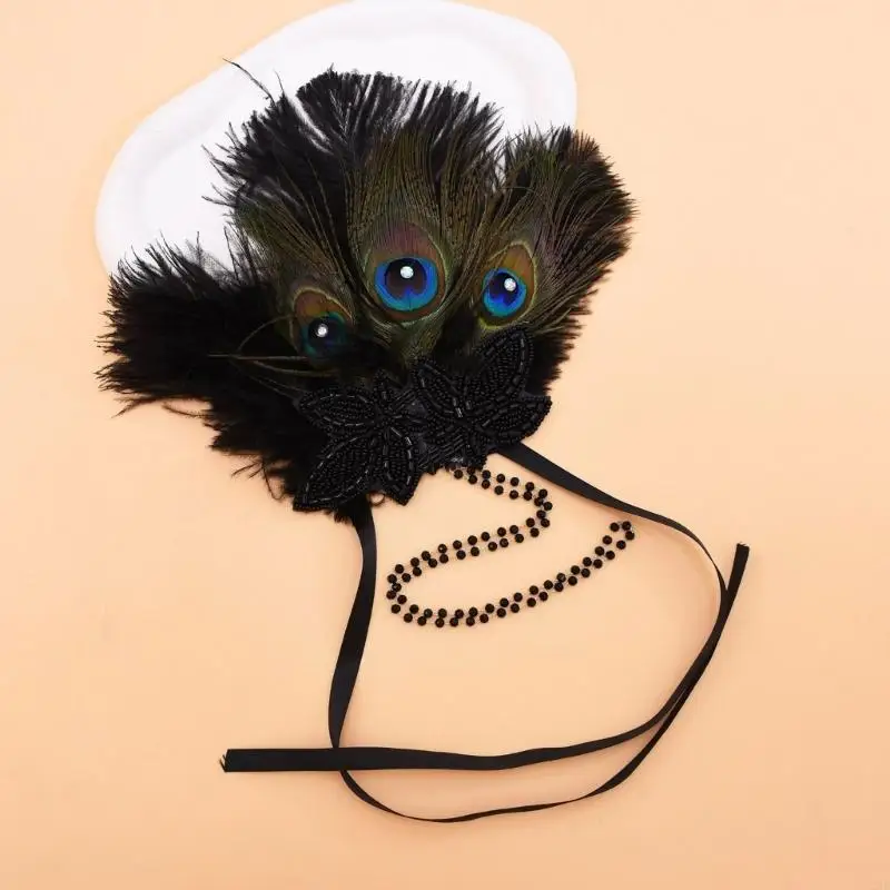 หูฟังขนนกขนาด 72xe พร้อมพู่ลูกปัดผ้าโพกศีรษะขนสัตว์ขนสัตว์