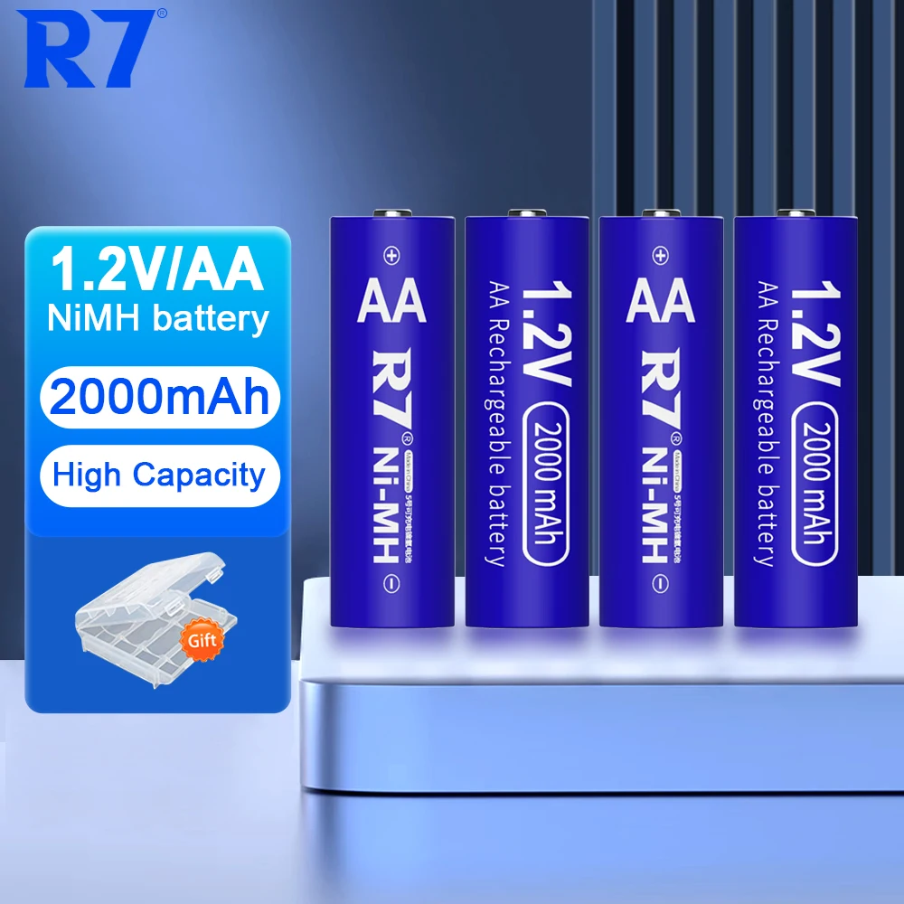 

R7 4pcs nimh 1.2V AA rechargeable battery 2000mAh aa battery for camera toys