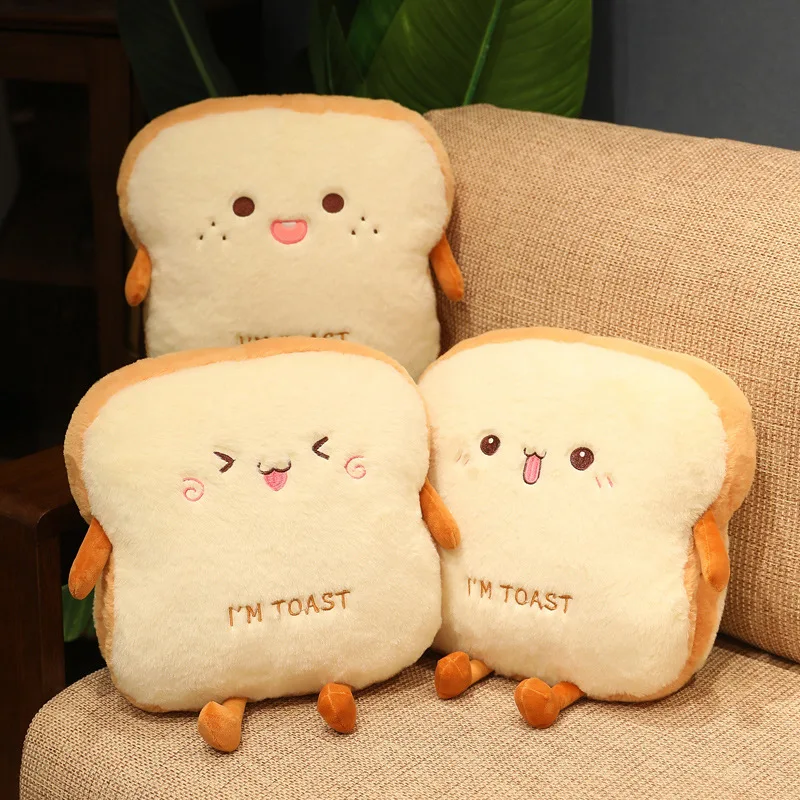 1pc 35cm Plush Bread Pillow Cute Simulation Food Toast Soft Doll Warm Hand Cushion Home Decoration Kids Toys Birthday Gift