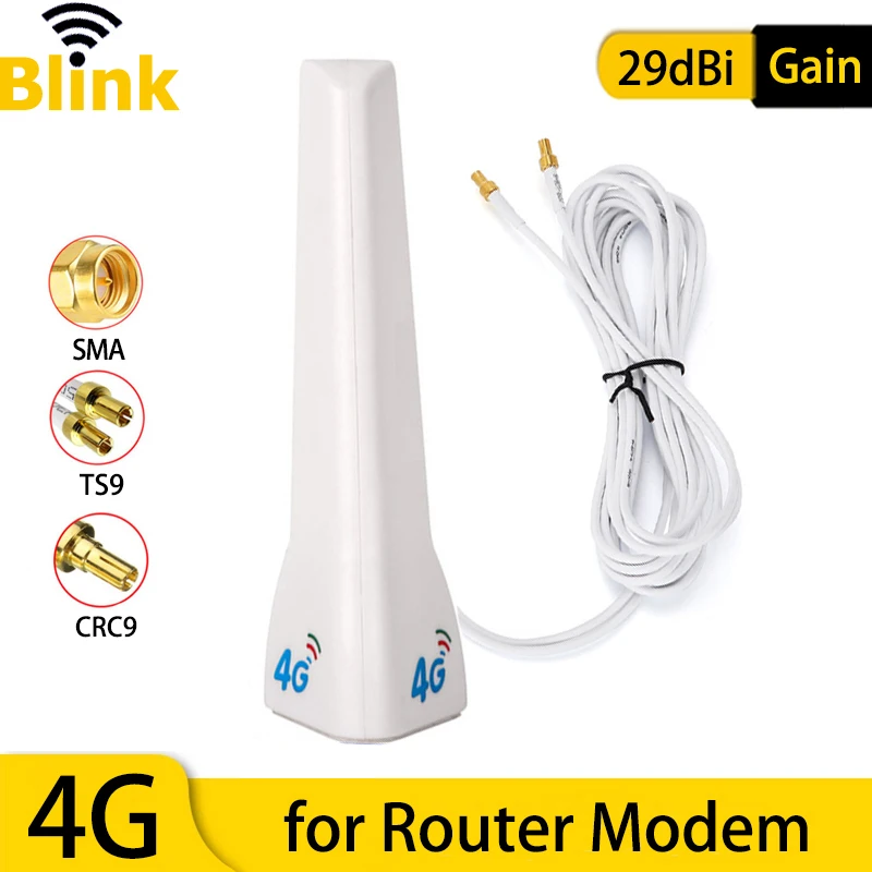3G 4G LTE Antenna 29dBi Cellular Mobile Network Amplifier Indoor Long Range WiFi Router Modem Signal Booster TS9 CRC9 SMA Male