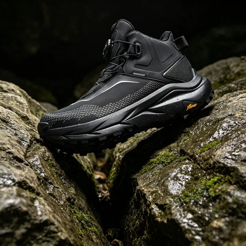 2026 New Trend Hiking Men Shoes Non-Slip Trekking Shoes Quick Lacing Outdoor Walking Shoes Mid-Top Mountain Hiking Shoe Mans