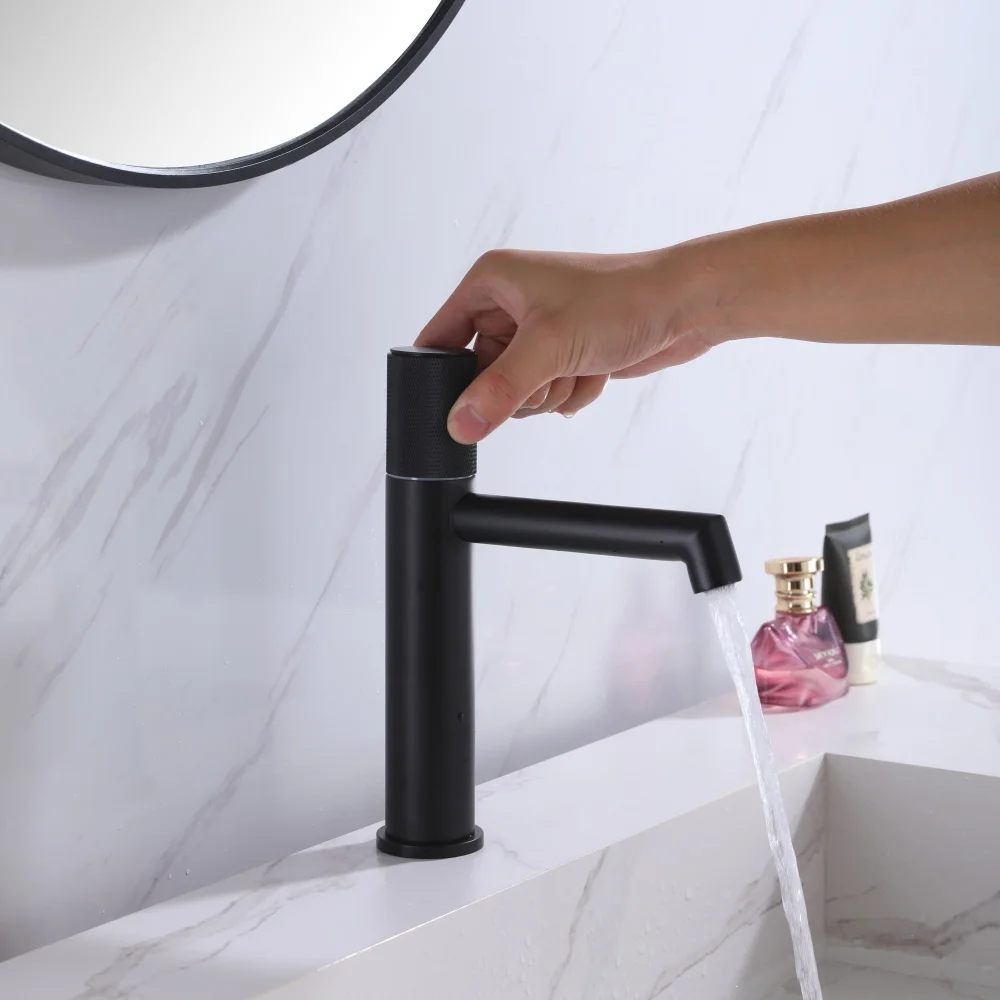 

Bathroom basin mixer faucet washbasin shower room counter basin ceramic toiletries & cold matt black