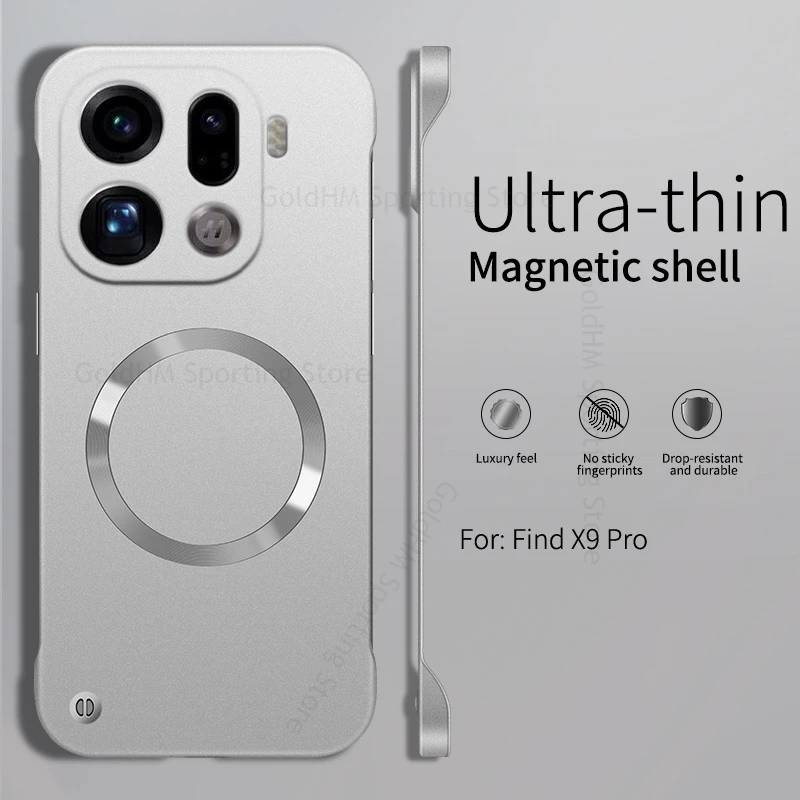 حافظة مقاومة للصدمات غير لامعة بدون إطار لهاتف اوبو فايند X9 برو غطاء Magsafing مغناطيسي بدون حدود Find X8 Ultra X8s X9 X7 X6 Pro #2