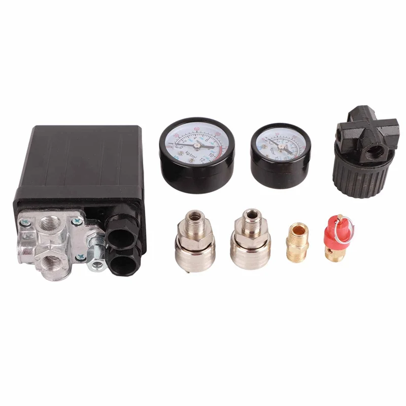 

A83I-Regulator Valve With 1/4In 4 Holes Air Compressor Pressure Control Switch 90-120PSI Air Compressor Valve Controller