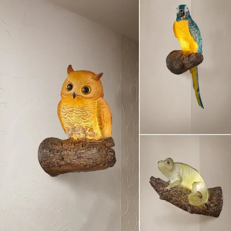 Owl Parrot Animal Wall Lamp American Retro Style Creative Personality Light for Cafe Bar Home Decor Cross-border home decor led