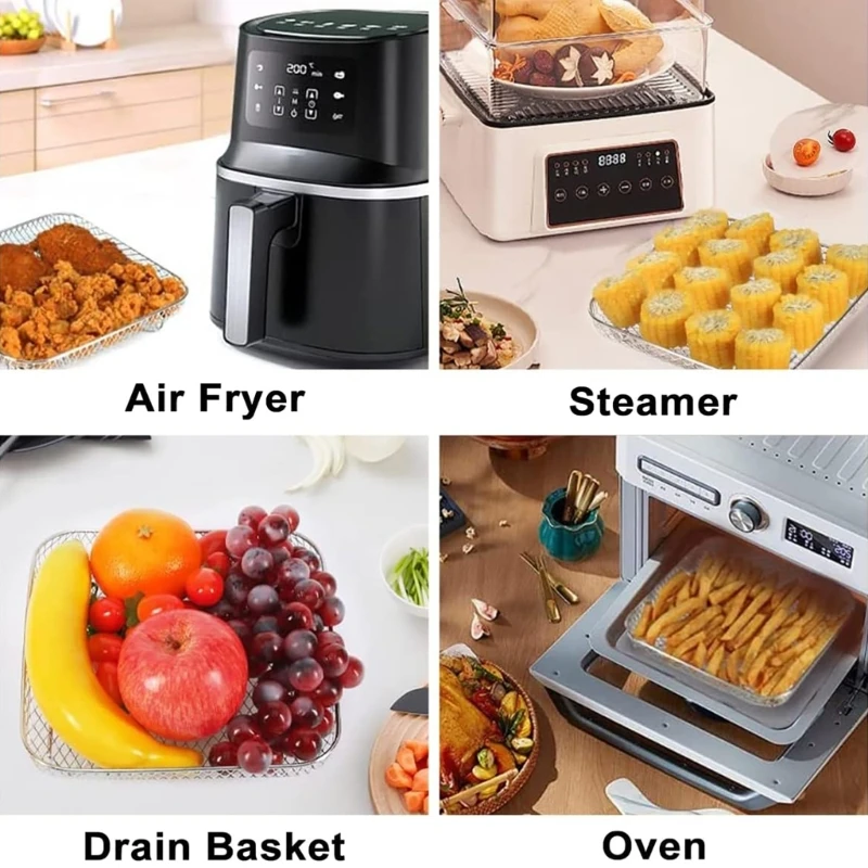 Multi-Layer Air Fryer Rack เครื่องขจัดน้ำออกจากอาหารยืนสแตนเลสผู้ถือขนมปังปิ้ง
