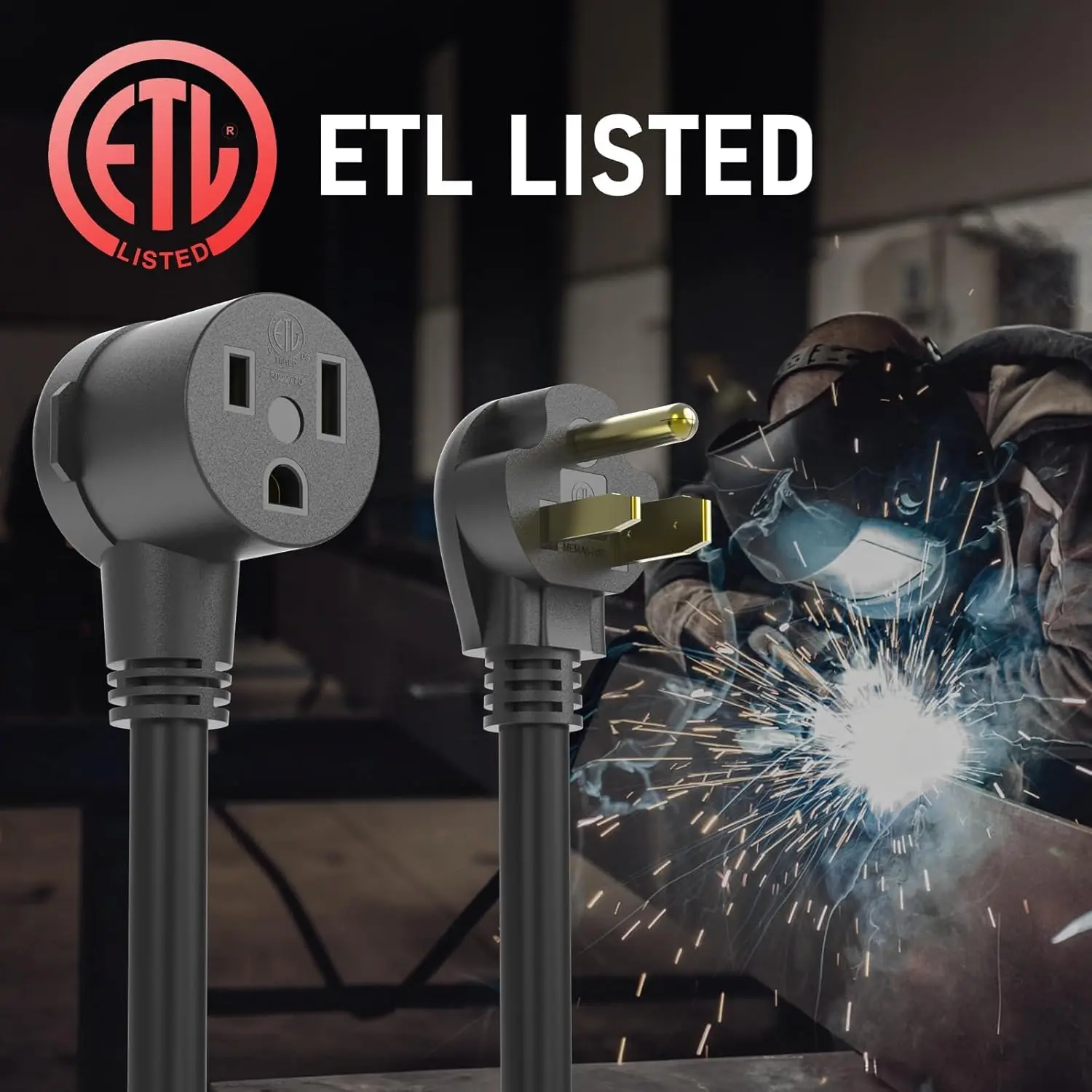 Cable de extensión para soldador de 50 pies y 250 voltios, extensión de alimentación de 10 AWG para máquinas de soldadura, NEMA 6-50P a 6-50R·Ventas directas de fábrica