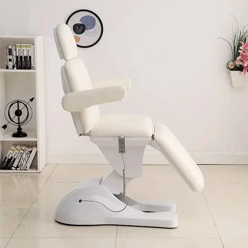 2026 Heavy Duty Mobile Electric Facial Bed Disassembled Armrest Adjustable Height White Treatment Bed With 3 Motor