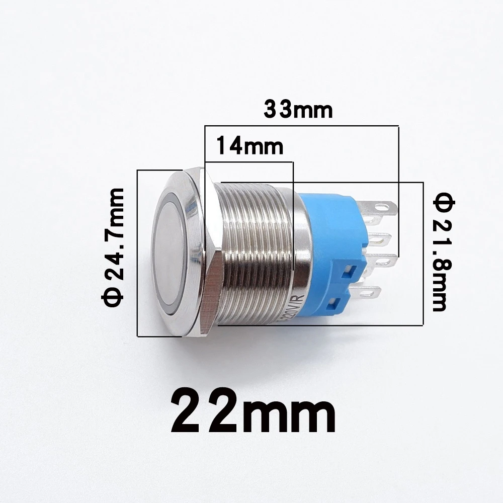 22mm 25mm 30mm 40mm Metal Push Button Switches 2NO2NC control Buttons Switch Start Stop PC Car Engine Power Supply On Off LED