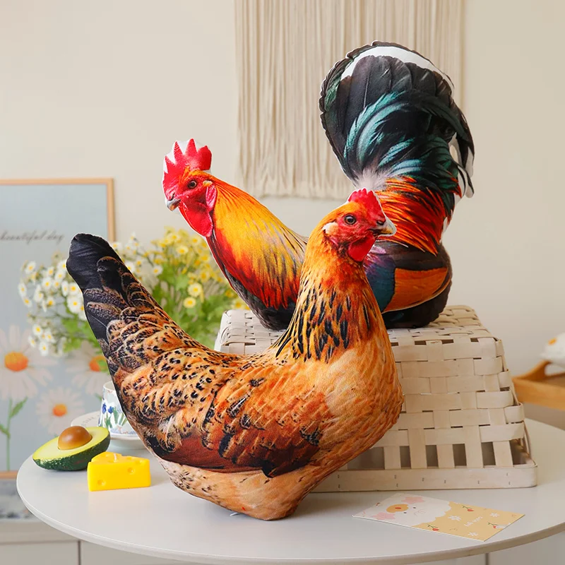 Kawaii Simulation Animal imprimé peluche poupée oreiller poulet canard oie Pigeon perroquet coq poule en peluche jouet décor à la maison cadeau pour fille