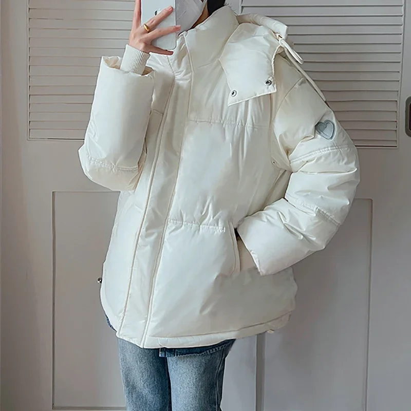 ﻿Winter Women Embroider Cardigan Hooded Cotton-padded Thicken Warm Coat Pocket Parkas Casual Thermal Jacket Fall Zipper Overcoat