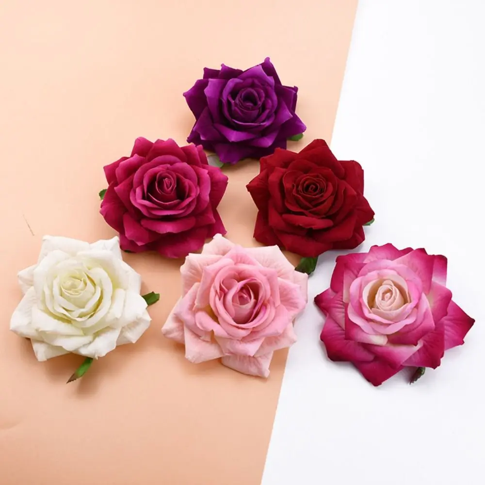 10CM Silk Roses Head DIY Handmade Artificial Roses Flowers Real Touch Non-Fading Fake Flowers for Christmas Party Supplies