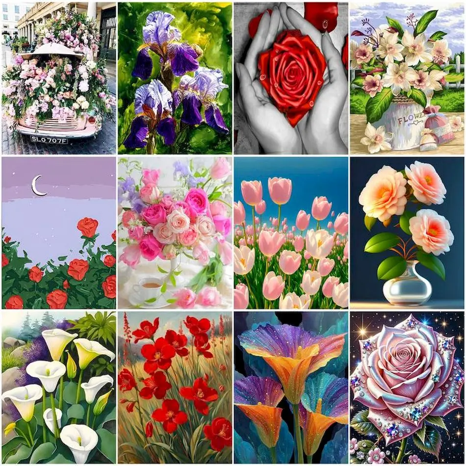 

RUOPOTY Paintings For Painting By Numbers Flowers Diy Crafts Kit Markers By Numbers Drawing On Canvas Artwork Acrylic Wall Decor
