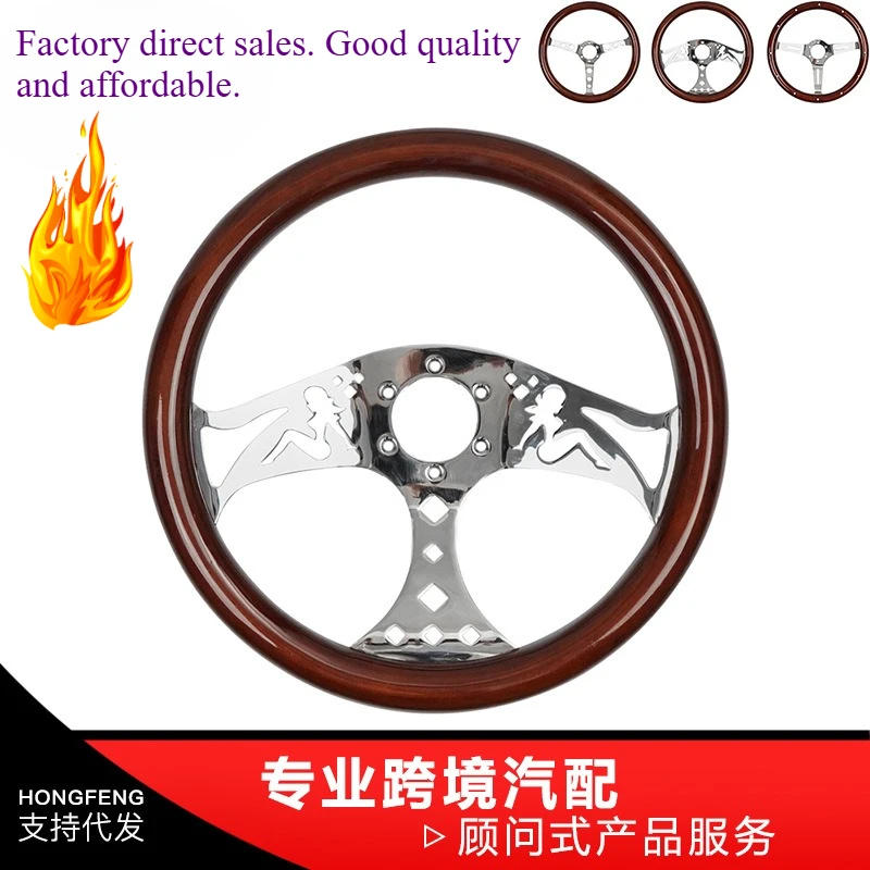 

Горячая продажа деревянного руля 380 мм, универсального гоночного деревянного колеса для модернизации классического автомобиля