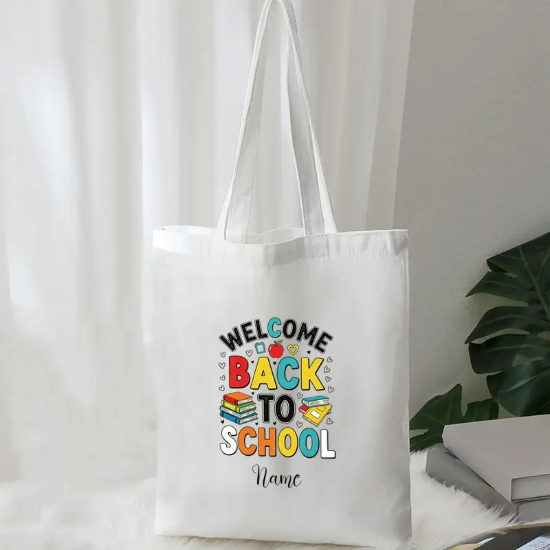 Personalized Customized Canvas Tote Bag Large Capacity Multifunctional Shoulder Shopping Bag Teacher/Student Back-to-School Gift