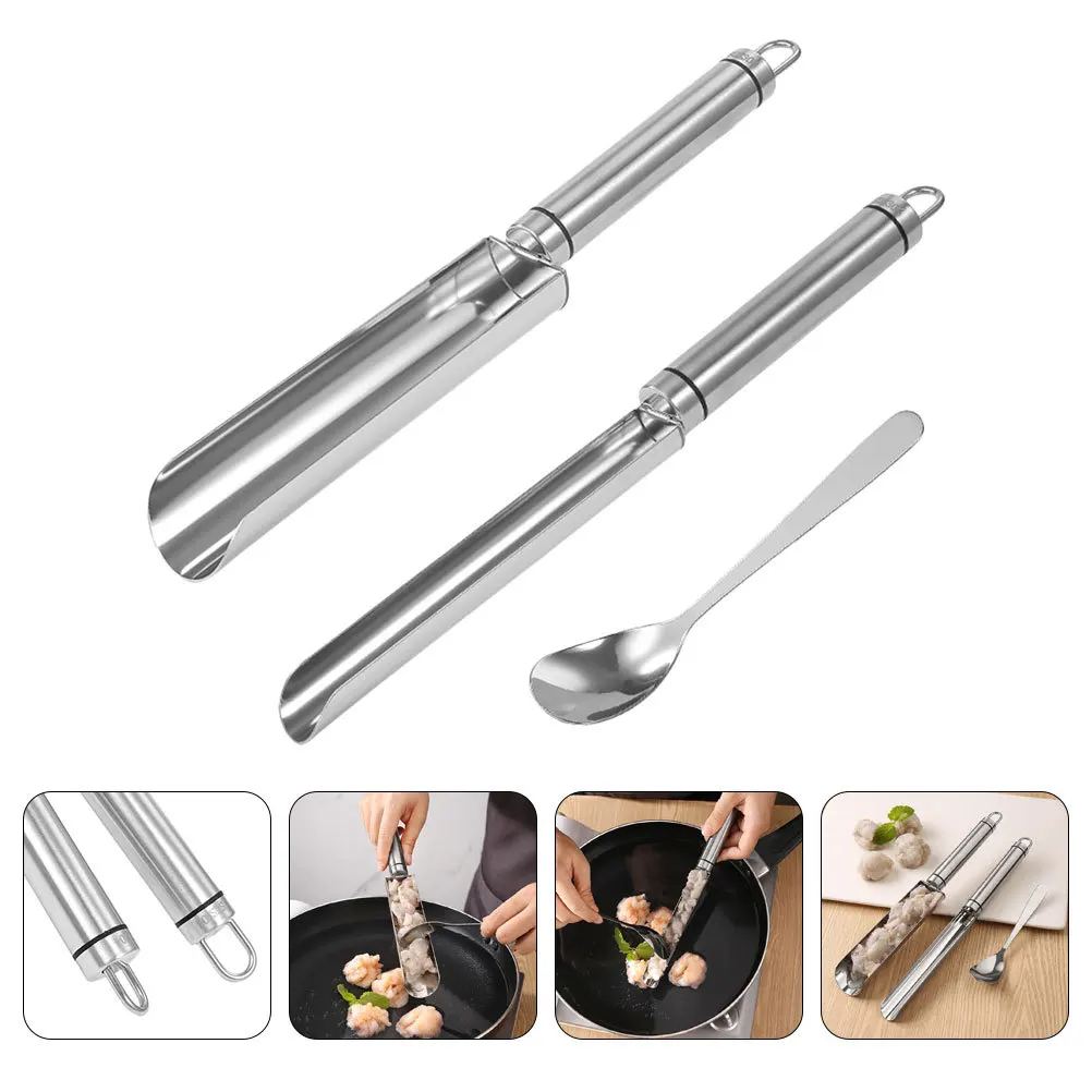 

1Set Meatball Maker Stainless Steel Kitchen Gadget for DIY Fish Tofu Cake Balls Meatball Maker Shrimp Slide Mold
