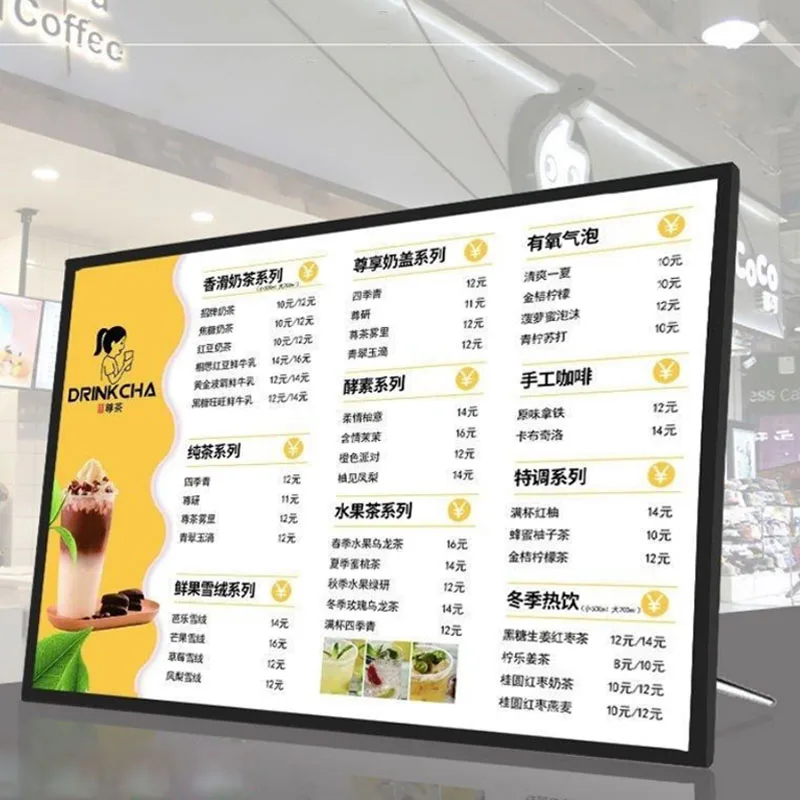 LED Crystal Lightbox Illuminated  Photo Frame Poster Restaurant Menu Coffee Shop Board Table Counter Advertised Display Lightbox