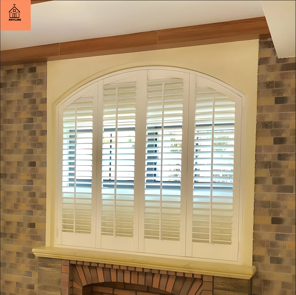 RHYLINE  New Fashion Morden Design Real Wood Custom Made DIY Basswood Special Plantation Shutters