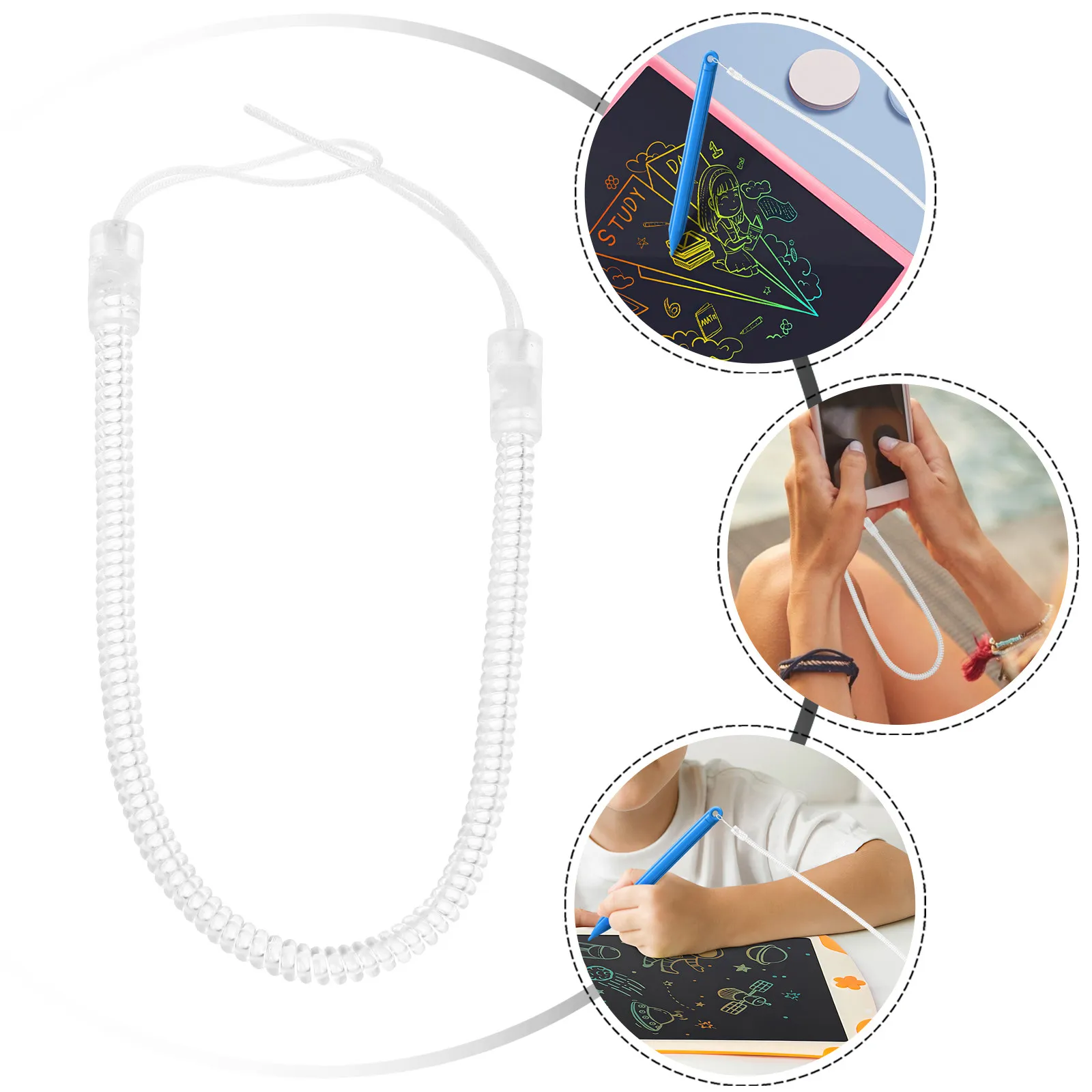 8Pcs Stylus Pen Retractable Spring Rope Phone Keychain Lanyard Strap Anti Lost Leash Spring Rope for Stylus Pen