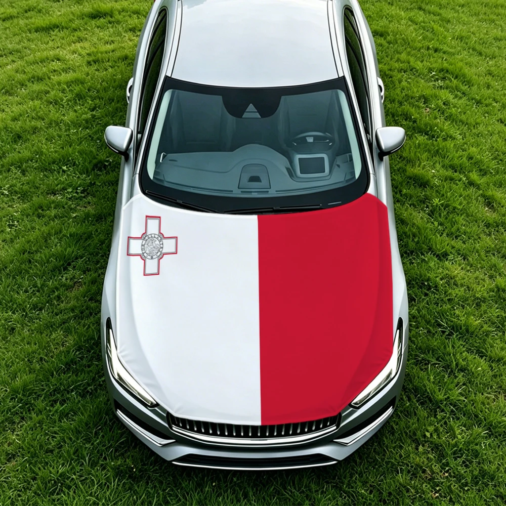 3.8x5.3ft Malta Car Hood Cover Flag Swiss Confederation Car Bonnet Banner Elastic Fabrics Windproof
