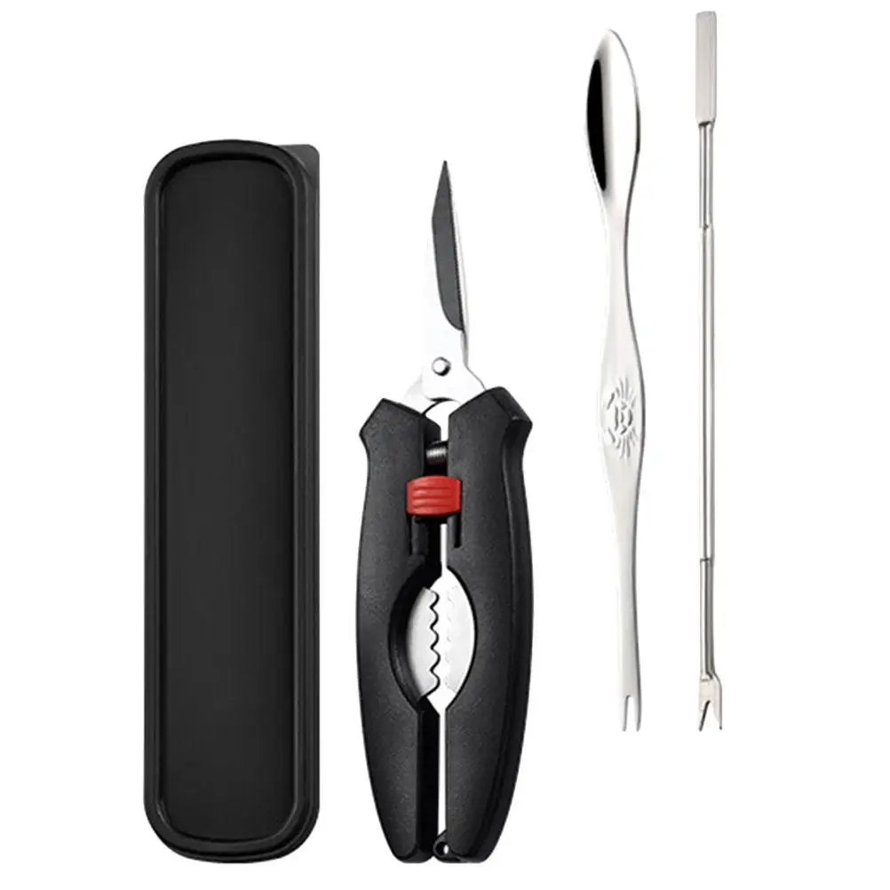 

4Pcs Stainless Steel Crab Scissors Forks Spoons Seafood Tools Set Wear Resistant Corrosion Free Ergonomic Handle Crab Opening