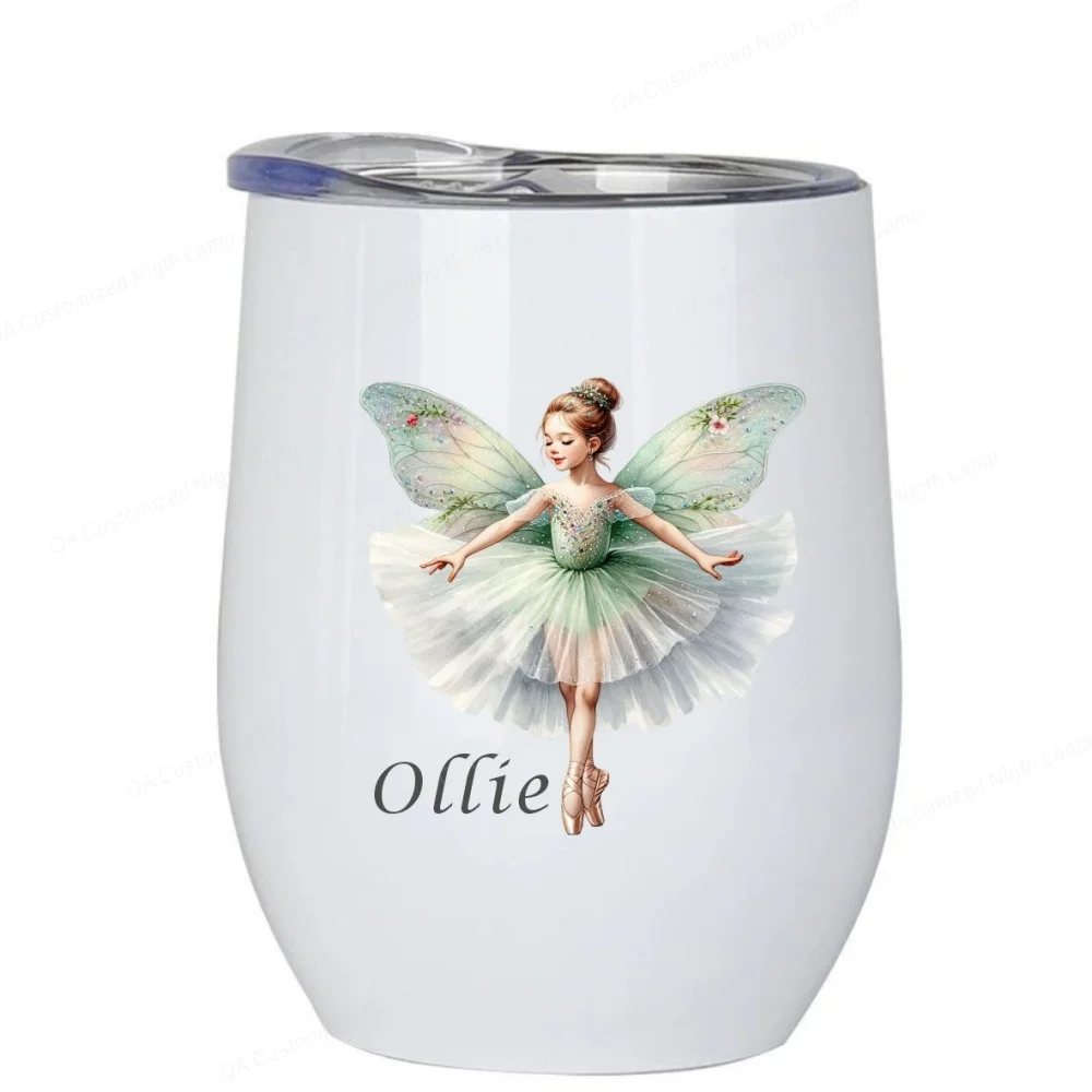 Wine Tumbler Personalized with Fairy Dancing Customized Name and Title or Date Great Custom Gift Cup