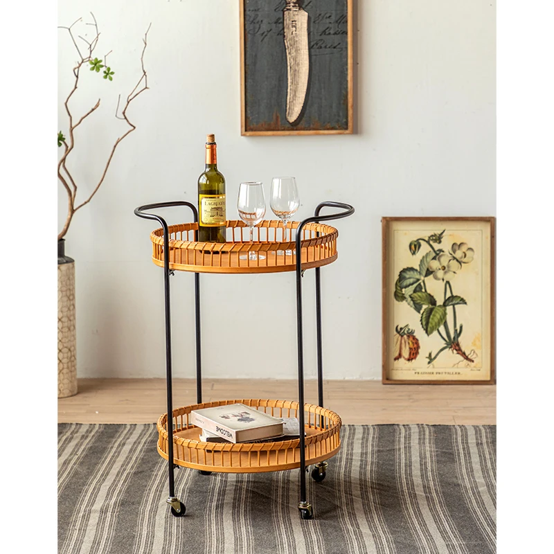 2-Tier Rattan Side Table Storage End Table Best For Any Room Side Tables With Wheel Living Room Bedroom Contemporary Accent Room