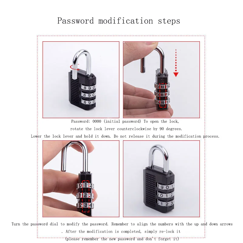 Outdoor Waterproof Anti-theft Password Lock Can Change Password Zinc Alloy Safety Combination Lock for Gym Cabinet Luggage