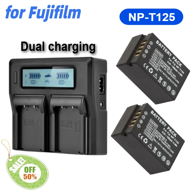 NP-T125 NP T125 Battery + LCD Dual Fast Charger for FUJIFILM GFX100 GFX50S GFX50R GFX100 Camera