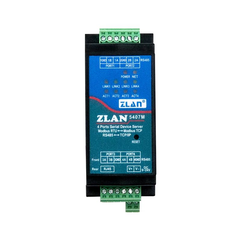 Iot devices modbus tcp gateway 4 ports rs485 ZLAN5407M rs485 to rj45 ethernet