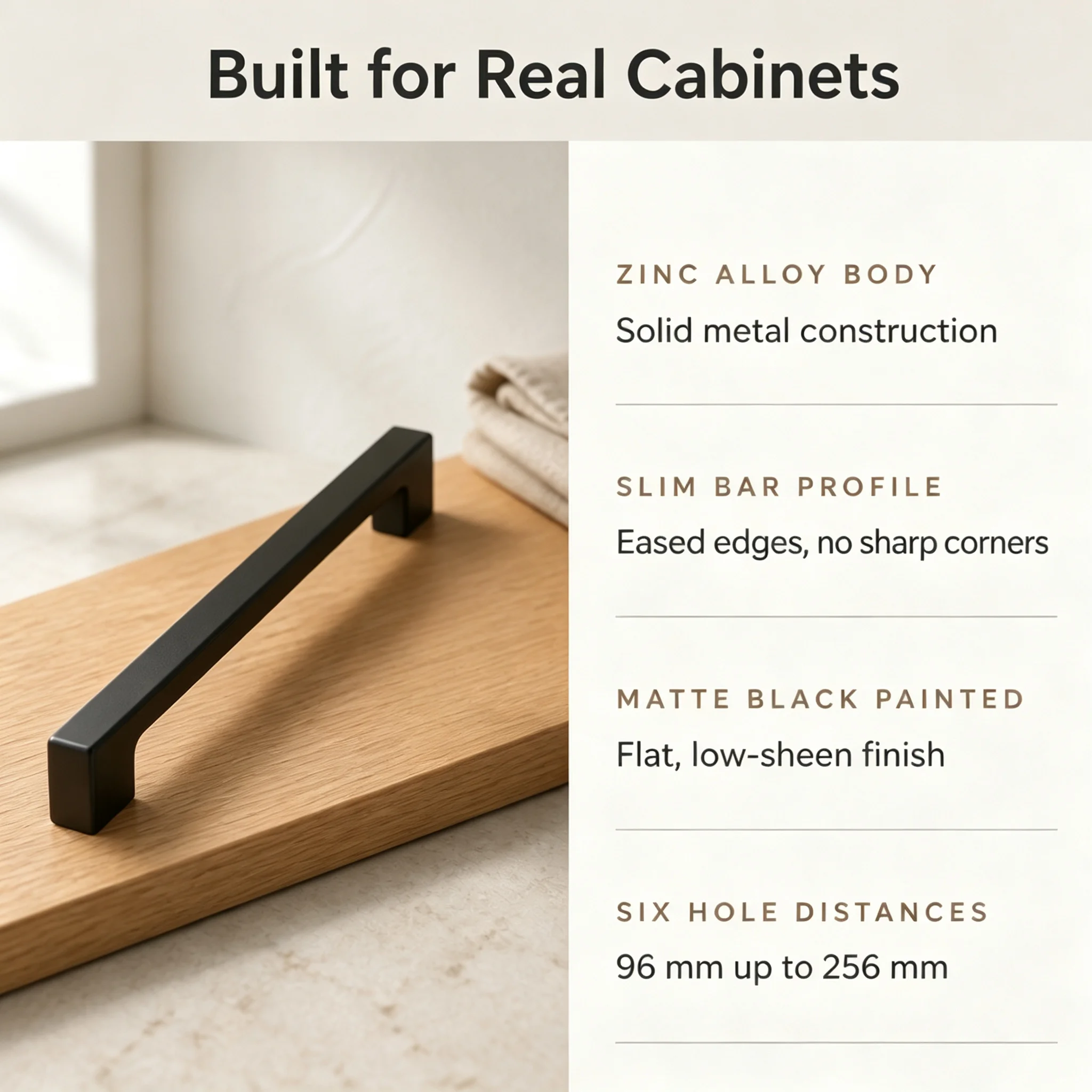 Matte Black Cabinet Handles Kitchen Drawer Pulls Bar Handle Zinc Alloy Modern Hardware For Dresser Wardrobe And Cupboard Doors