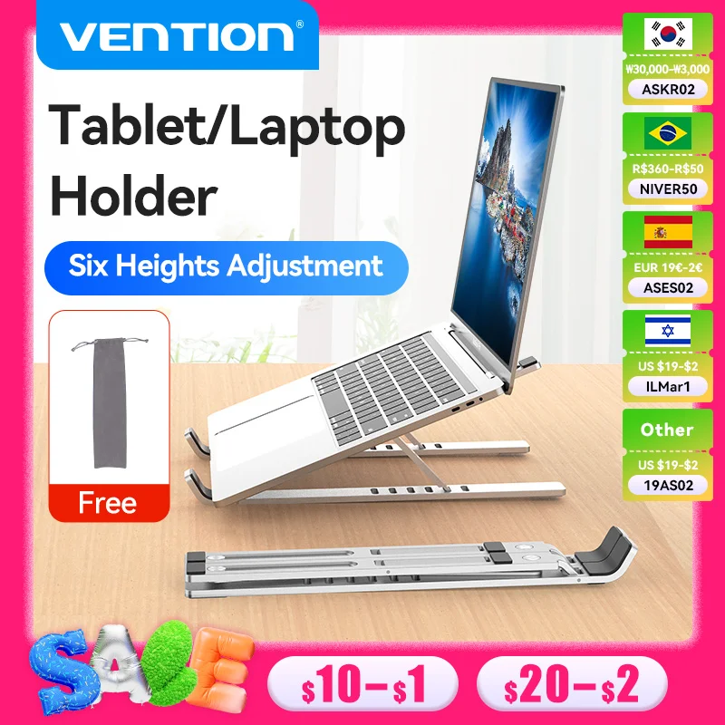 Vention Laptop Stand Holder For Macbook Air Pro Aluminum Foldable Notebook Stand Laptop For MacBook Pro Vertical Tablet Stand