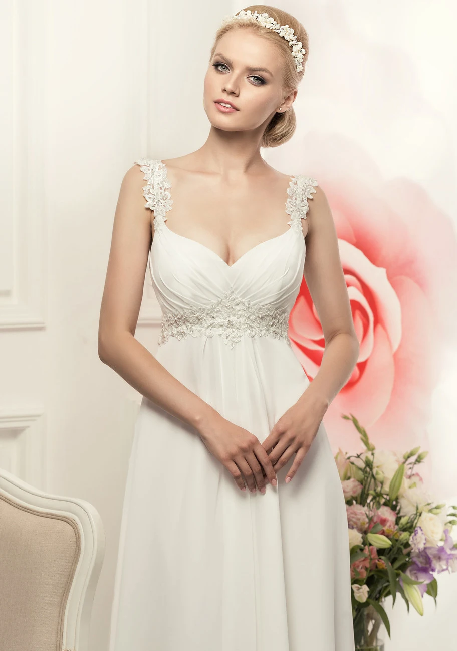 Simples alças de espaguete chiffon vestidos de casamento elegante império boêmio vestido de noiva branco/marfim novia 2020