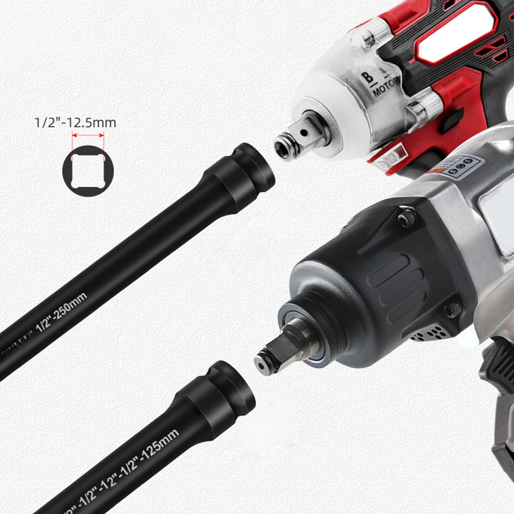 3/5/10/15inch Extension Bar For Impact Driver Socket Wrench Auto Repair Tool Chrome Vanadium Steel 1/2 Inch Drive Black