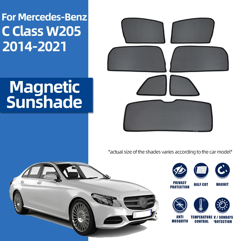 

For Mercedes Benz C Class W205 2014-2021 Magnetic Car Sunshade Front Windshield Curtain Rear Side Baby Window Sun Shade Visor