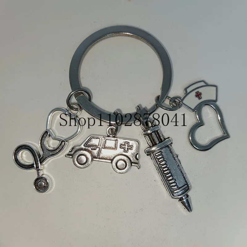 Hot Selling Fashion Jewelry Alloy Keychain Medical Treatment Ambulance Exquisite Classic Gift