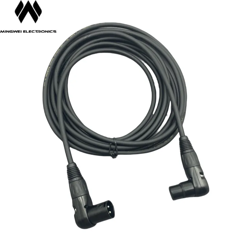 Nickel-Plated Three-Core Xlr Male to Xlr Female Audio Cable 90-Degree Right-Angle Customized Length Compatible for Sound Card