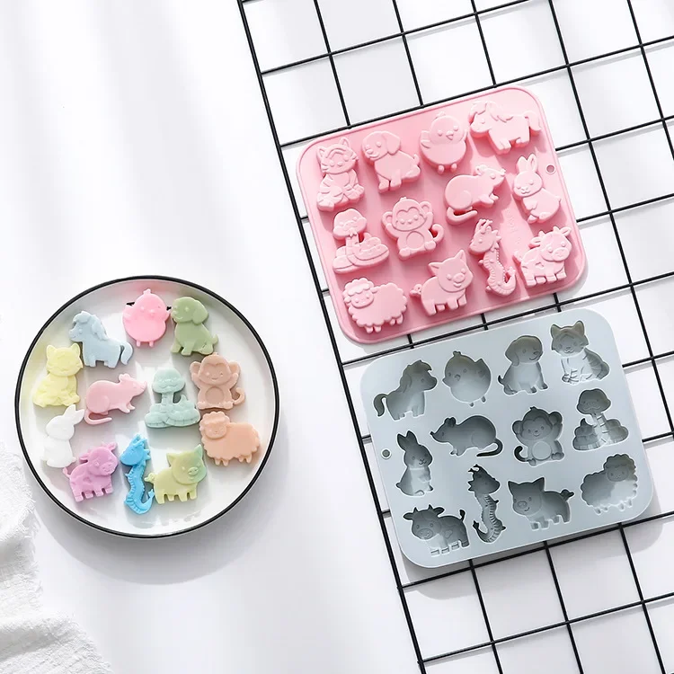 12-hole 12 Zodiac Theme Modeling Silicone Mold Fondant Cake Chocolate Mold Ice Cube Cake Mould Cake Decoration Accessories