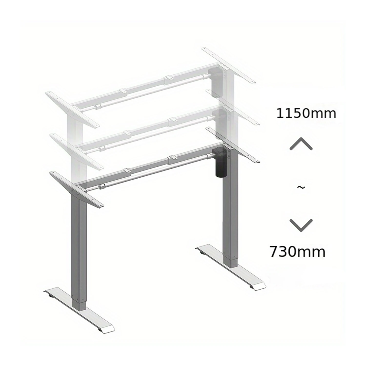Höhenverstellbarer Schreibtisch, Bewegungstisch, Premium-Stehschreibtisch, stehend, höhenverstellbarer Schreibtisch, elektrisch höhenverstellbarer Schreibtisch, gutes Geschenk für Büro, Arbeitszimmer (ohne Brett)