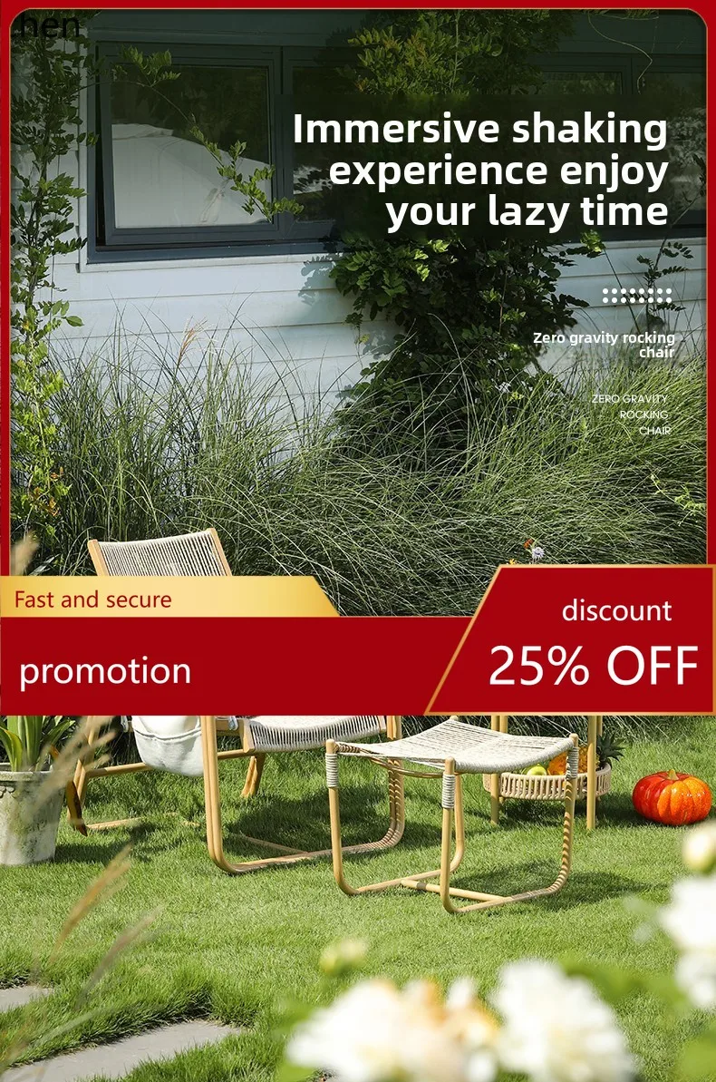 CZ Recliner Chair for Balcony Home Use Sitting Sleeping Nap Backrest Sofa Chair Courtyard Outdoor Rattan Chair