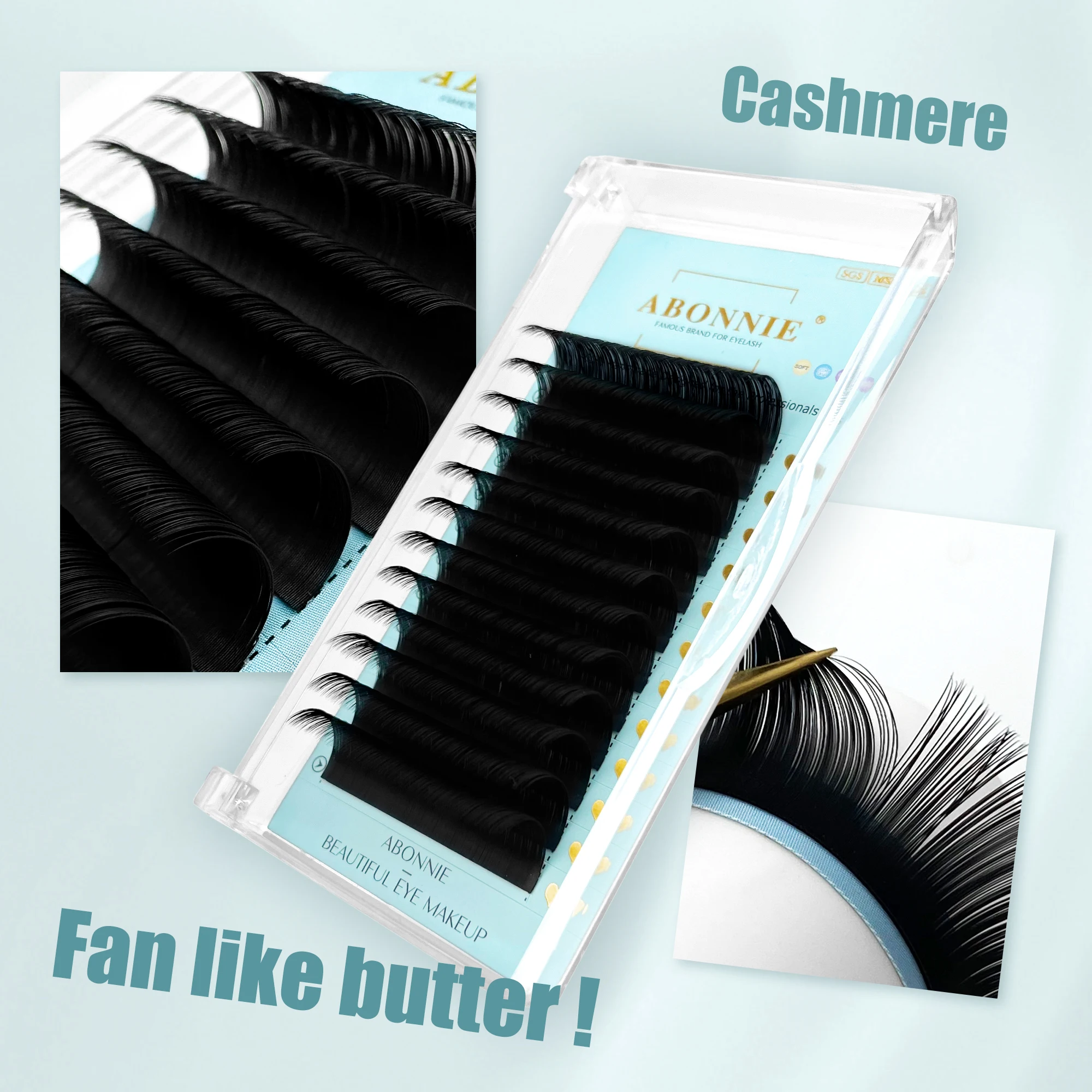 

Abonnie Cashmere Classic Lashes Extension Volume Individual Eyelashes Extensions Matte Black Fluffy Eyelashes