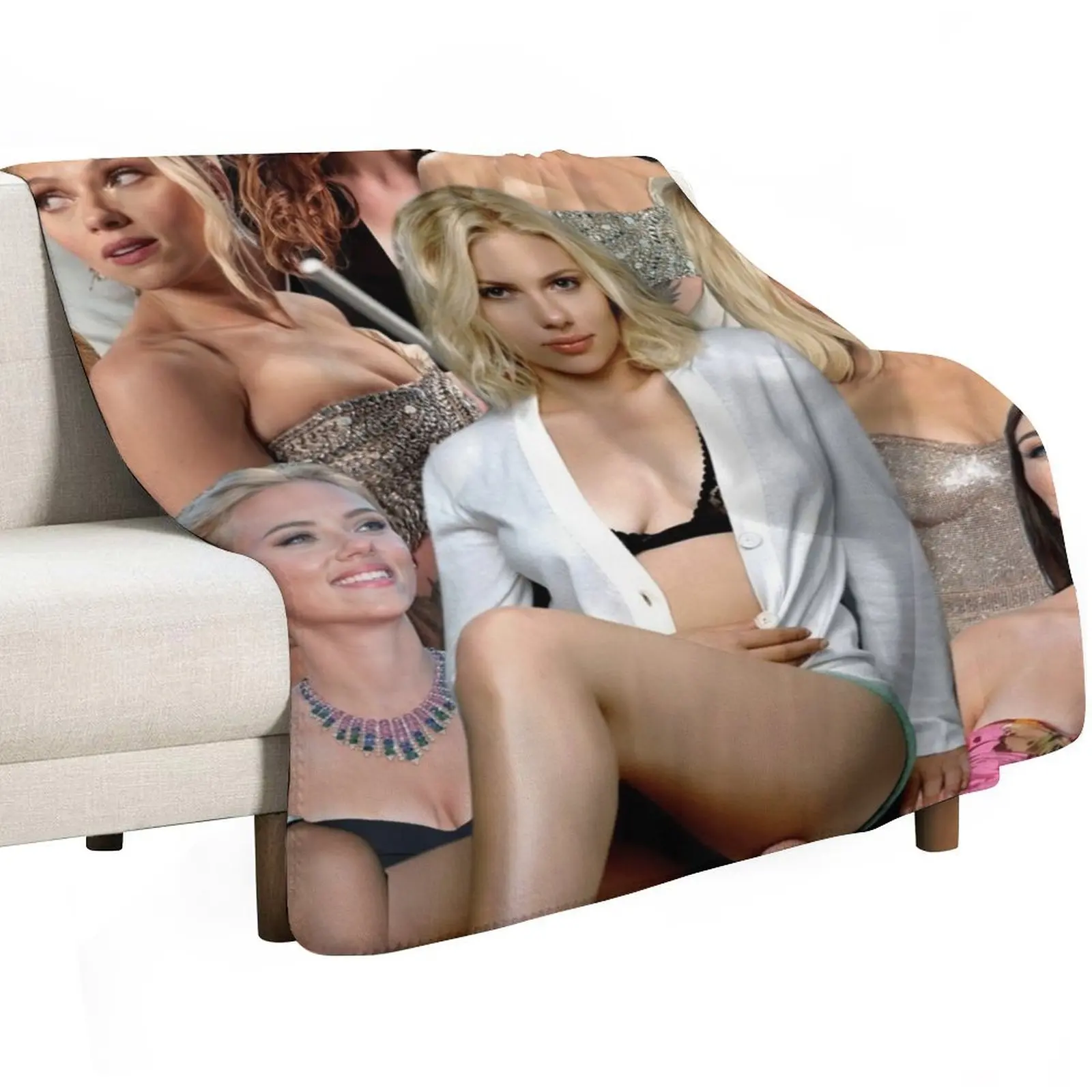 HIGH QUALITY Scarlett Johansson photo collage Throw Blanket Reusable Durable Soft Blanket for All Seasons
